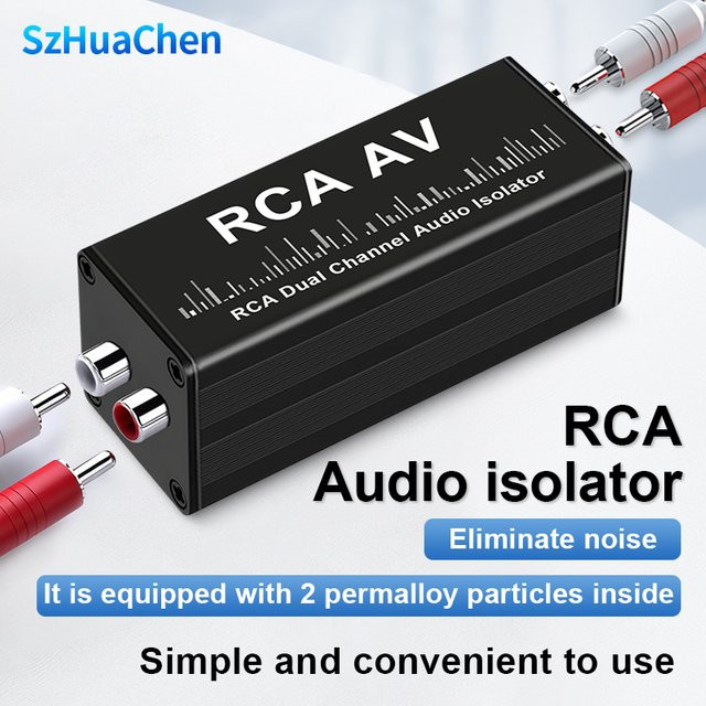 TITAK Tragbarer 2-Kanal RCA-Bodenschleifen-Isolator als professioneller Hum-Eliminator und Audiosignal-Isolator in Schwarz - Bild 1