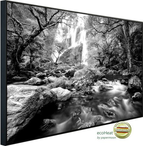 papermoon Infrarotheizung EcoHeat Wasserfall im Wald mit Matt-Effekt in Bunt, App-Steuerung und Überhitzungsschutz - Bild 1