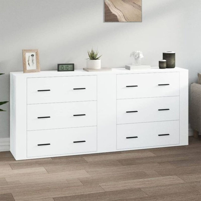 Set aus 2 Sideboards von Vidaxl in Weiß aus Holzwerkstoff im klassischen und minimalistischen Design - Bild 1