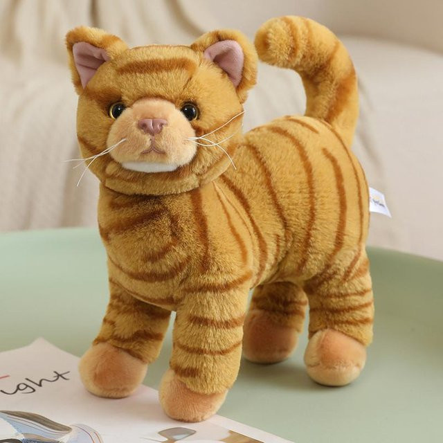 Yiran toy Katzen-Spielzeug, Plüschtier, Schwarz Weiß Orange Gestreift, 25cm, ab 14 Jahre - Bild 1
