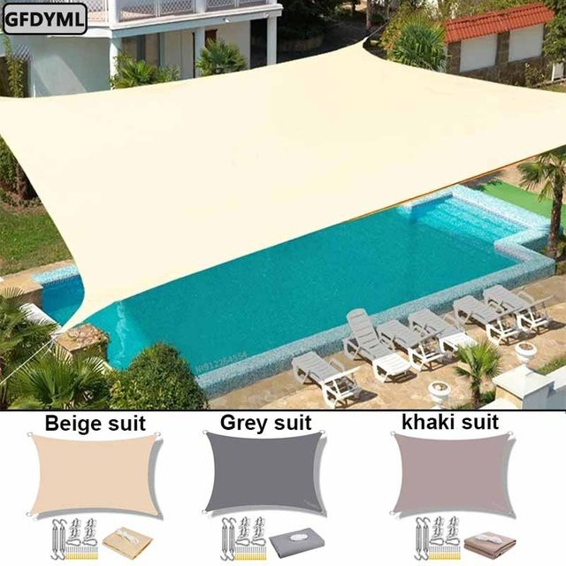 Wasserdichtes Sonnensegel als Markise für Garten und Terrasse in Khaki oder Beige, B x T: 3 x 5 m oder 4 x 5 m - Bild 1