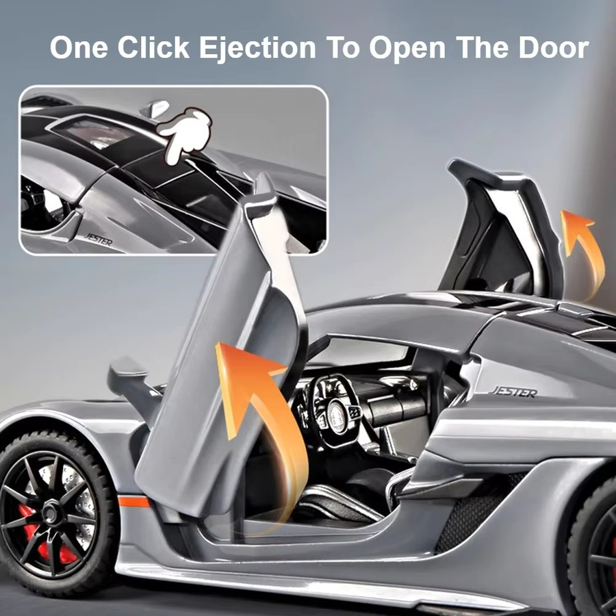 MAKEDA Jesko Super Auto Modell, Sportwagen, Metall, mit Musik, grau - Bild 4