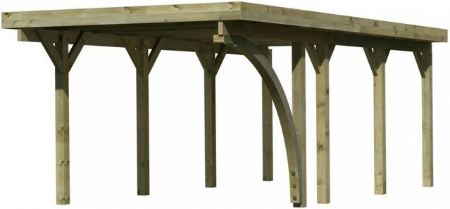 Karibu Einzelcarport Classic 2 mit Einfahrtsbogen und PVCDach, kesseldruckimprägniertes Holz, B/T: 273 x 586 cm, natur/grün - Bild 2