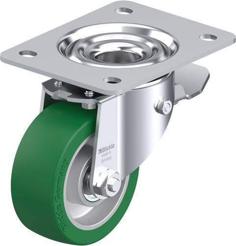 Blickle Lenkrolle LK-ALST 100K-3-ST mit Feststeller in Silber und Grün, Rad-Durchmesser: 100 mm, Tragfähigkeit: 320 kg - Bild 1