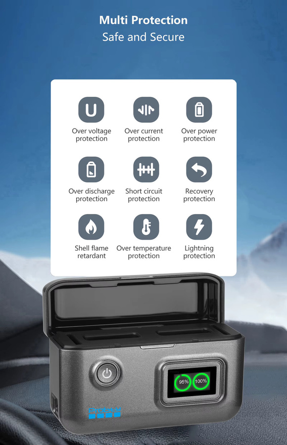 Insta360 Akku Set mit 2200 mAh Akku und LCD Schnellladegerät für Insta360 Ace, Ace Pro und Pro 2 Action Cameras - Bild 5