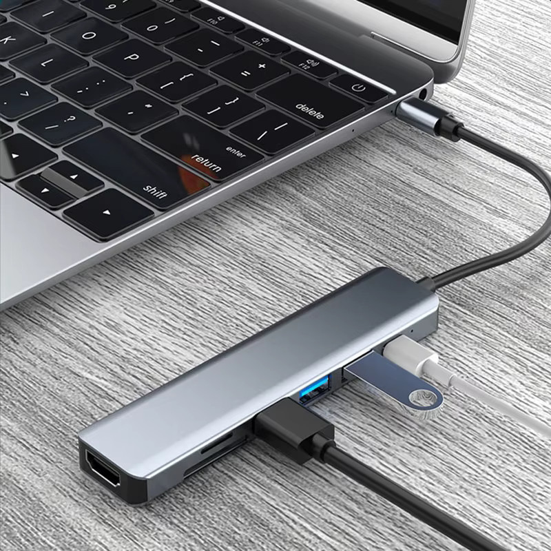 USB C Docking Station 4K 30Hz Typ C Hub mit RJ45 Ethernet und USB 3.0 in Silber für Macbook Air M1 und iPad Pro - Bild 5