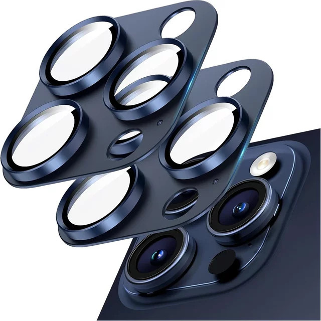 Kameraobjektivschutz aus gehärtetem Glas für iPhone 15 16 Pro Max 14 Plus 13 Mini 15 Pro 14 Pro 13 Pro in Blau Titan - Bild 1
