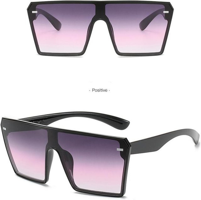 Übergroße quadratische Sonnenbrille, Vollrand, Kunststoff, Unisex, grau/violett - Bild 1