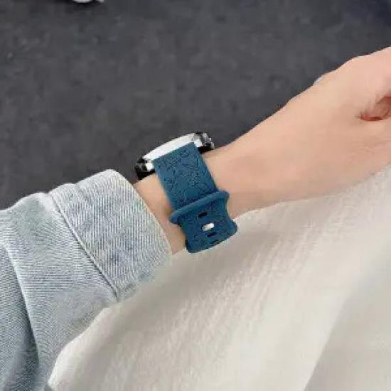 Foucsontop Uhrenarmband Silikon, Rosenmuster, dunkelblau, Unisex - Bild 1