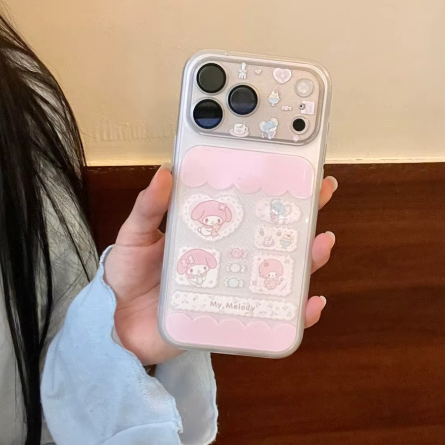 Sanrio Melody 2-in-1 Handyhülle für iPhone 17 16 15 14 Pro Max mit Kameraschutz und stoßfestem Bumper in Pink und Multicolour - Bild 3