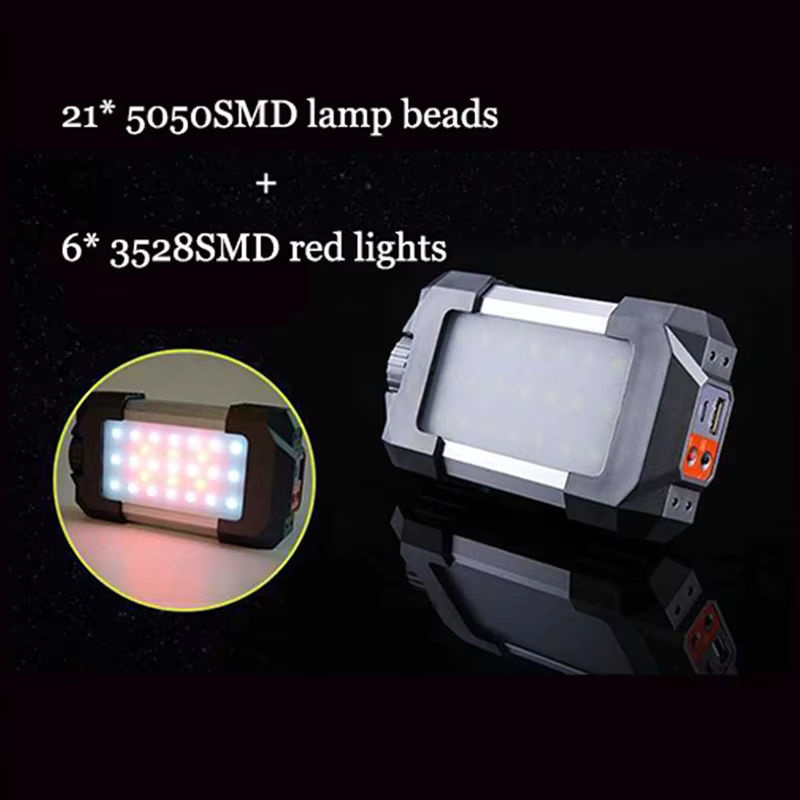 ESMARTER Tragbare LED Camping Laterne mit 27 LEDs, 10W und 500lm, Wiederaufladbare Taschenlampe mit USB-Haken in Schwarz - Bild 2