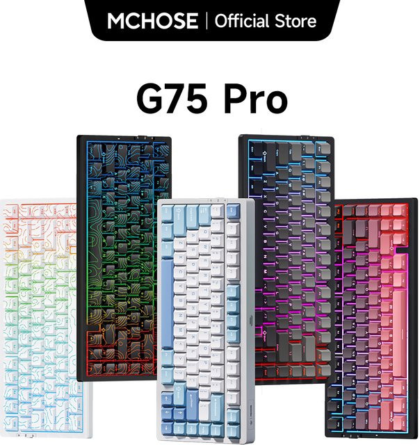 MCHOSE G75 Pro Kabellose Mechanische Tastatur mit 75% Layout, Gasket-Montage, 5-Schichten Dämpfung, RGB-Hintergrundbeleuchtung und Tri-Mode Verbindung (Bluetooth, Wi-Fi, Kabel) sowie Hot-Swappable Funktion - Bild 1