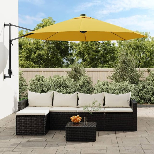 Vidaxl Wand Sonnenschirm aus Polyester und Aluminium, Gelb, Durchmesser: 290 cm - Bild 1