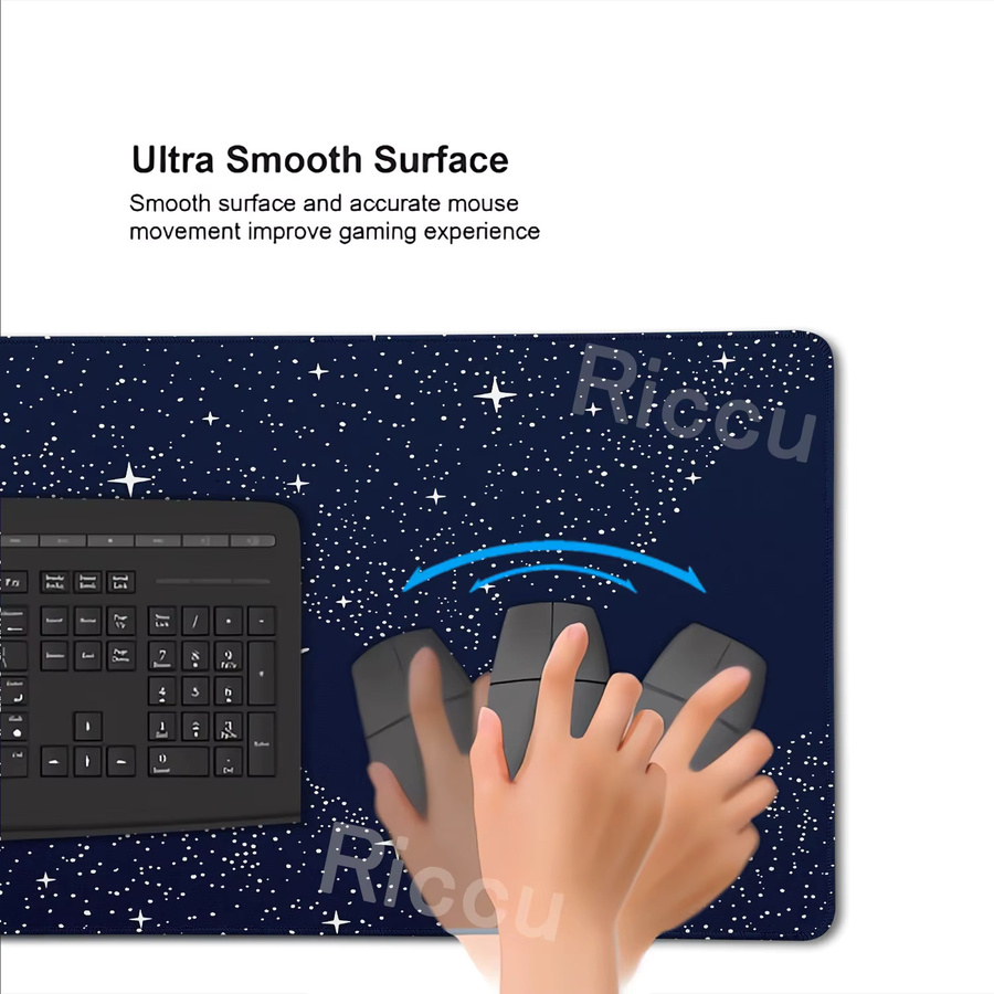 Riccu Walhai-Galaxie Mauspad in Blau, XXL Schreibtischunterlage im Anime-Design für Gaming und PC - Bild 3