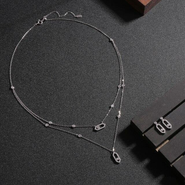 Allbestart Schmuck-Set Halskette, Ohrring, 925 Silber, Zirkonia, Damen, 45cm - Bild 1