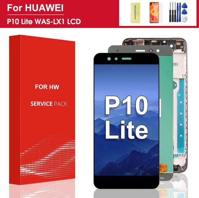 Original Huawei P10 Lite LCD Display Touchscreen mit Rahmen in Schwarz für WAS-LX1 und WAS-LX2 - Bild 1