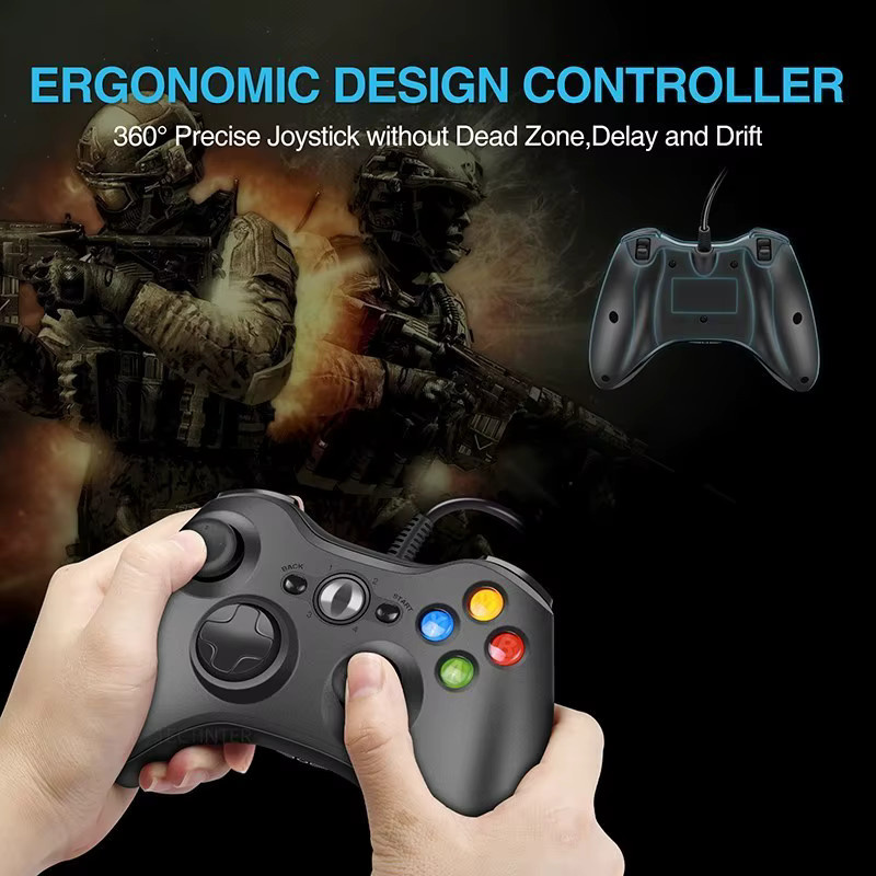 TECTINTER USB Wired Game Controller für Xbox 360 und PC in Schwarz - Bild 5