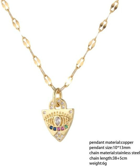 YIRAN Jewelry Halskette, Edelstahl, Gold, Evil Eye, Unisex - Bild 1