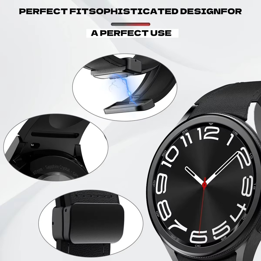 Geekthink Uhrenarmband Leder, Silikon, Schwarz, Unisex - Bild 1