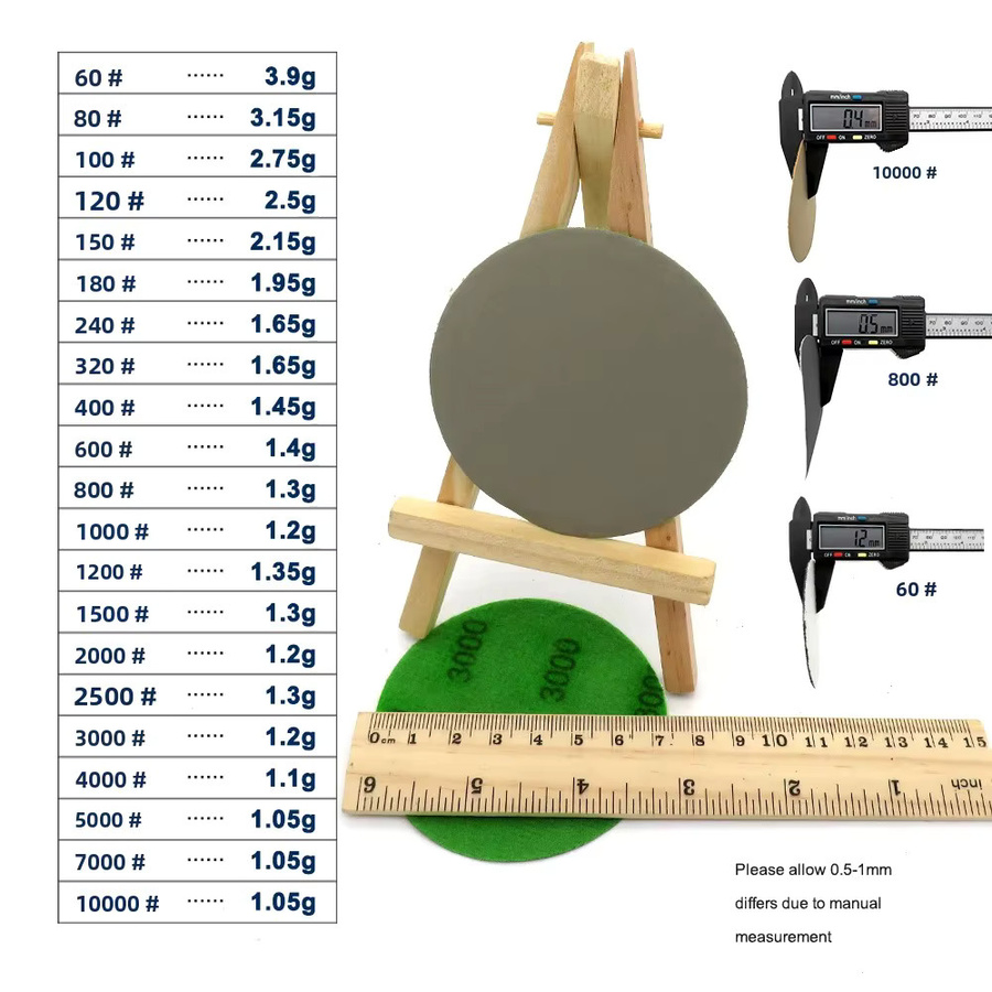 Vibratite Nass-Trocken-Schleifpapier mit Klettverschluss aus Siliziumkarbid, Durchmesser: 7,5 cm, Körnung 320-10000 - Bild 3