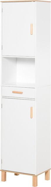 Aosom Badschrank kleankin aus Holz in Weiß, platzsparender Hochschrank mit Schränken und Schubladen, B/T/H: 39 x 30 x 180 cm - Bild 1