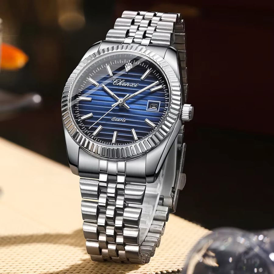 CHENXI Armbanduhr Quarz, Edelstahl, Blau, Herren - Bild 2