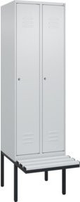 C+P Spind Classic PLUS Garderobenschrank mit Sitzbank, 2 Abteile, Lichtgrau, B/T/H: 212 x 60 x 81,5 cm - Bild 1