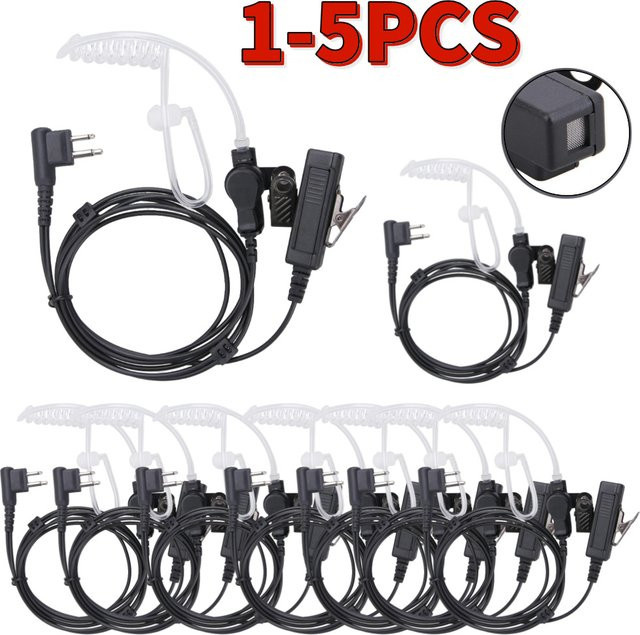 Motorola PTT-Mikrofon-Ohrhörer-Headset mit Luftakustikschlauch in Schwarz für Walkie-Talkie und CB-Funkgeräte wie Baofeng UV-5R und BF-888S - Bild 1