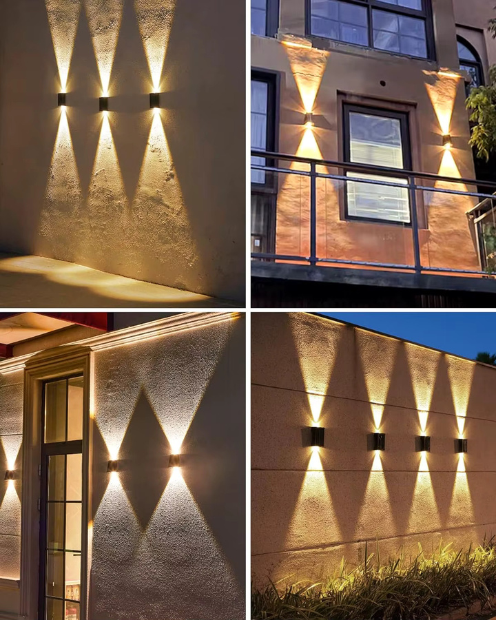 IEEYEEY Solar-Wandleuchte mit 2 LEDs in Schwarz, Up-and-Down-Beleuchtung, warmweißes Licht, wasserdichte Außenleuchte für Garten, Balkon und Terrasse - Bild 4