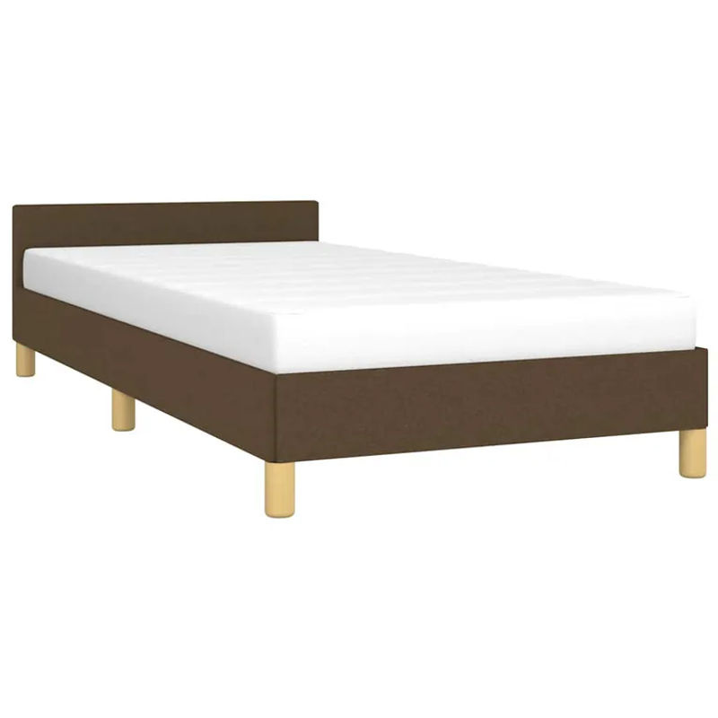 vidaXL Bettgestell mit Kopfteil in Dunkelbraun, gepolstert mit Stoff, B/T/H: 90 x 190 cm - Bild 2