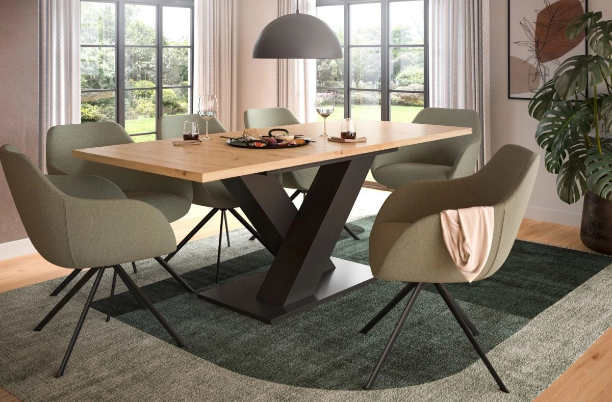 Ausziehbarer Esstisch Inn.Furn in Eiche und Grau, modern und rechteckig - Bild 4