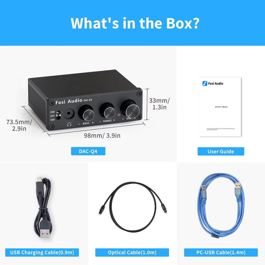 Fosi Audio Q4 Mini Stereo USB Gaming DAC und Kopfhörerverstärker in Schwarz - Bild 7