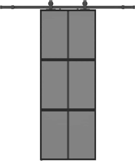 vidaXL Schiebetür aus Hartglas mit Beschlag in Schwarz, B: 76 cm, H: 205 cm - Bild 1