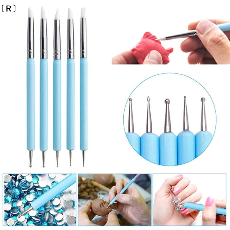 Sigur Silikon Modellierwerkzeug Set 5-teilig in Blau für Keramik, Ton und Nailart - Bild 1