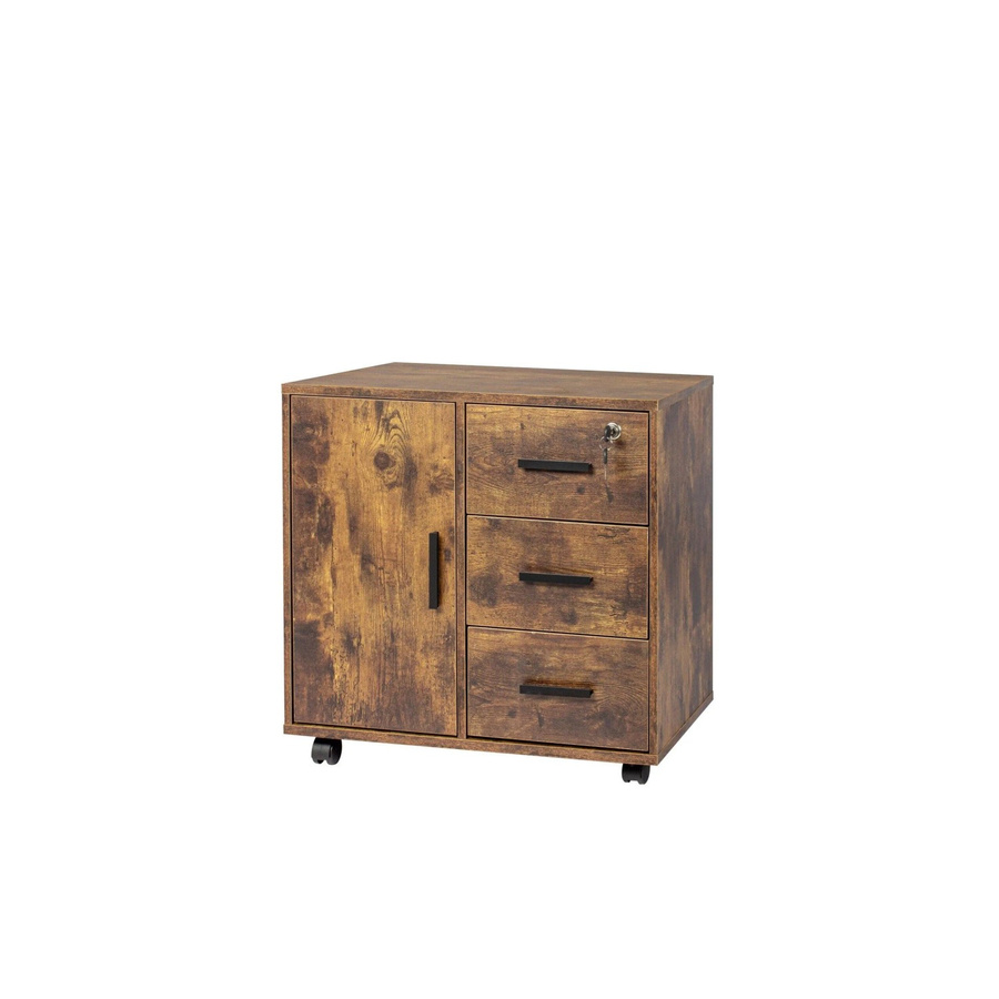 Relaxdays Rollcontainer aus Holzwerkstoff in Vintagebraun, abschließbar mit Rollen, B/T/H: 57 x 60 x 40 cm - Bild 2