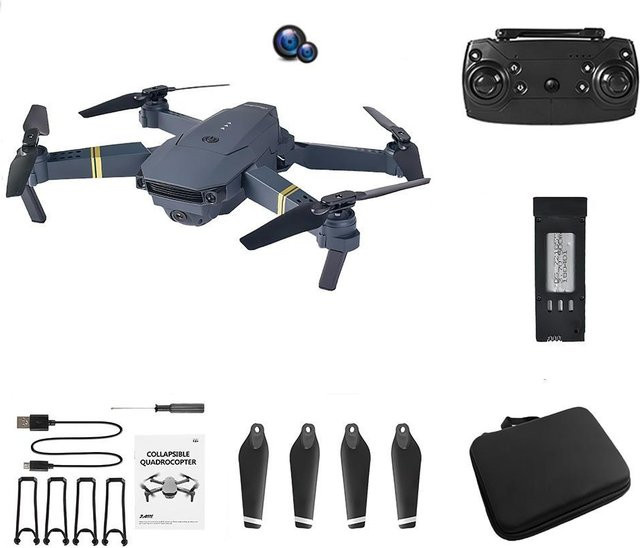 LYZRC E58 RC Drohne mit Dual Kamera, optischer Fluss Positionierung und WiFi FPV, faltbarer Quadcopter in Schwarz - Bild 1