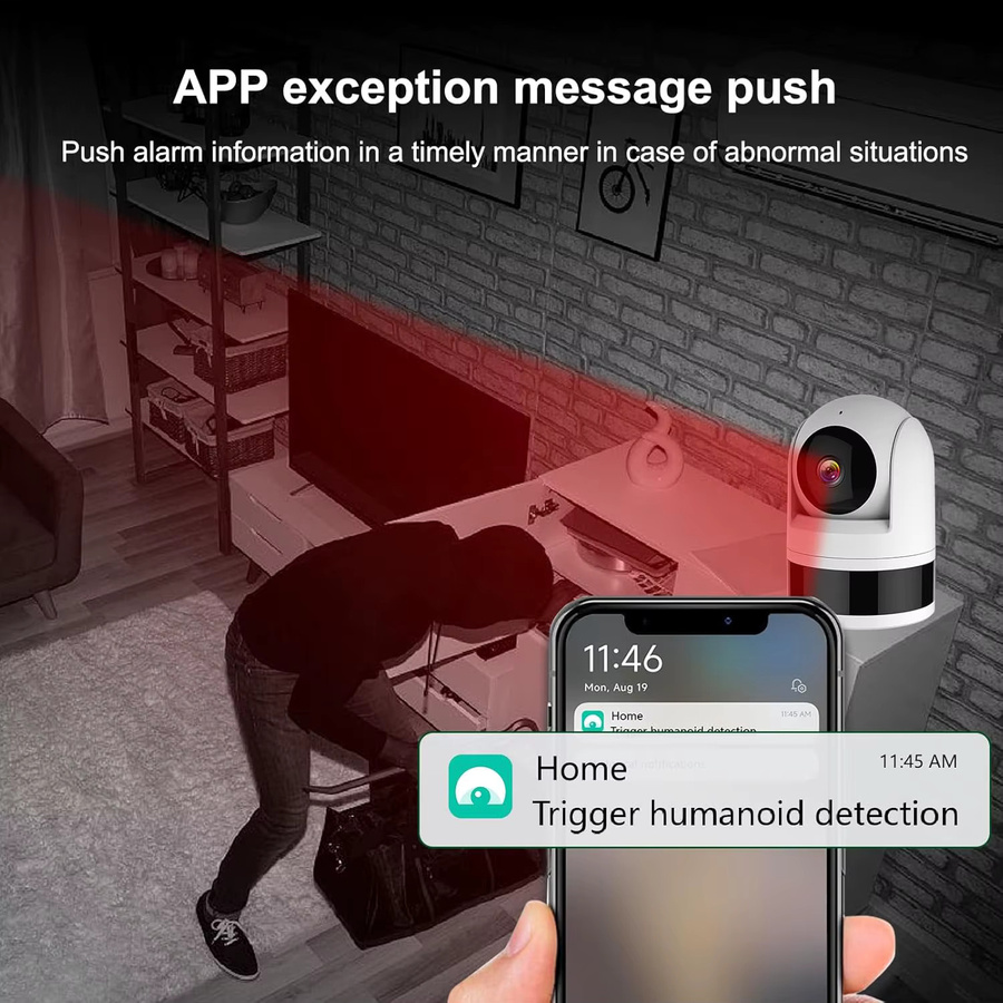 Tugard Wireless Indoor Monitor Cam 2K 3MP mit 360° Panorama-Rotation, 2,4G WLAN-Verbindung und KI-gestützter Personenerkennung in Weiß - Bild 6