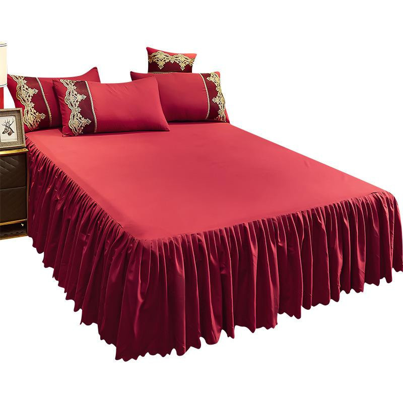 Your Warm Home Tagesdecke mit Bettschürze und Staubschutz, 3-teiliges Set, Rot, B x L: 180 x 200 cm - Bild 2