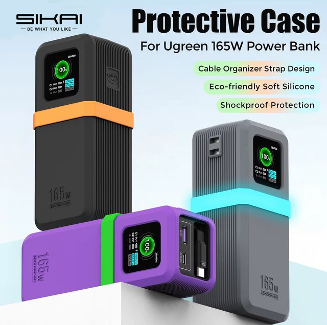 SIKAI Silikonhülle für UGREEN Nexode 165W 20000mAh Powerbank in Schwarz und Orange - Bild 1