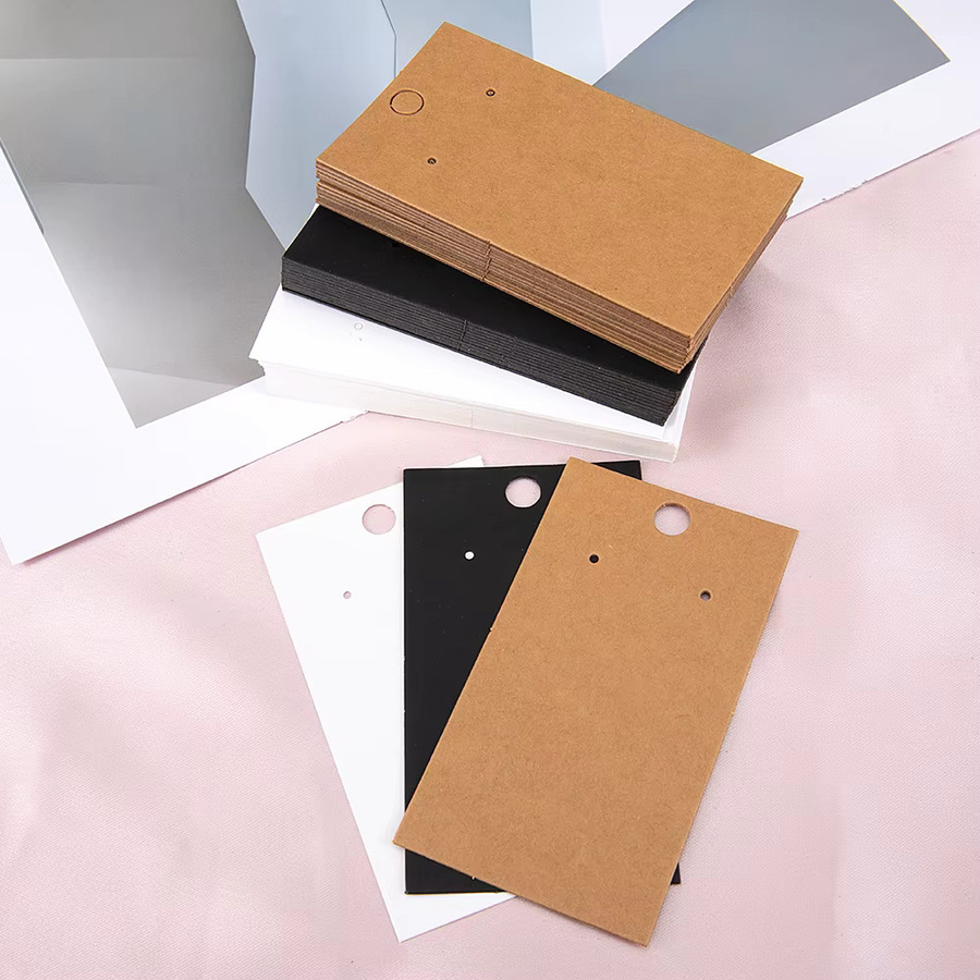 MOONMADE Ohrringe Display Verpackungskarten aus Kraftpapier, 50 Stück, Weiß, B: 9 cm, H: 5 cm - Bild 3