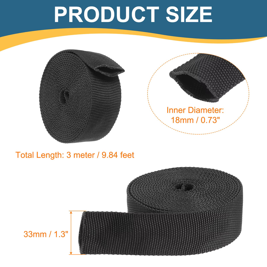 UXCELL Nylon-Schutzmanschette Kabelabdeckung in Schwarz für Hydraulikschläuche und Schweißkabel - Bild 2