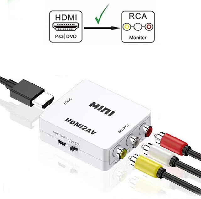 AV zu HDMI Konverter in Schwarz für HD 1080P Videoübertragung unterstützt NTSC und PAL für PC, HDTV und Projektor - Bild 1