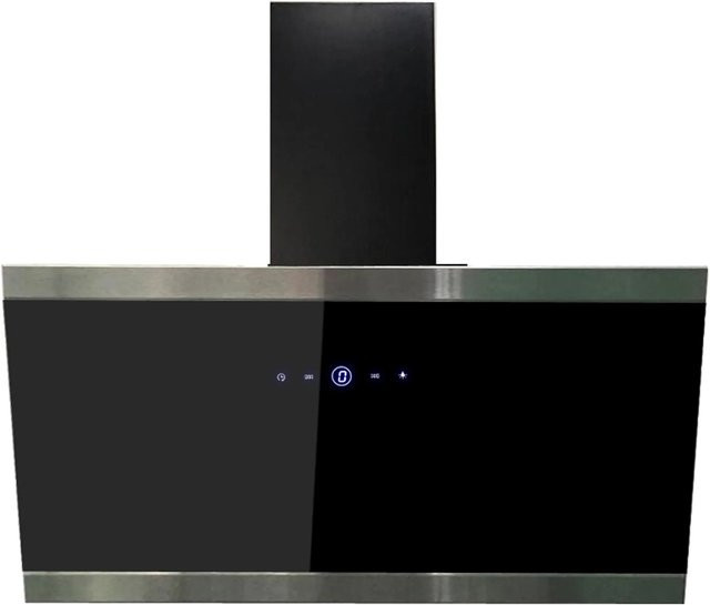 Respekta Dunstabzugshaube CH89090S in Schwarz und Silber, Wandmontage mit LED-Display und Timer, Breite: 90,0 cm - Bild 1