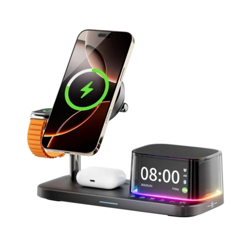 Opansten 25W TEC ICE Magnetisches kabelloses Ladegerät mit Bluetooth-Lautsprecher und Kühlung in Schwarz für iPhone 12-17 Pro Max, Apple Watch und AirPods - Bild 3