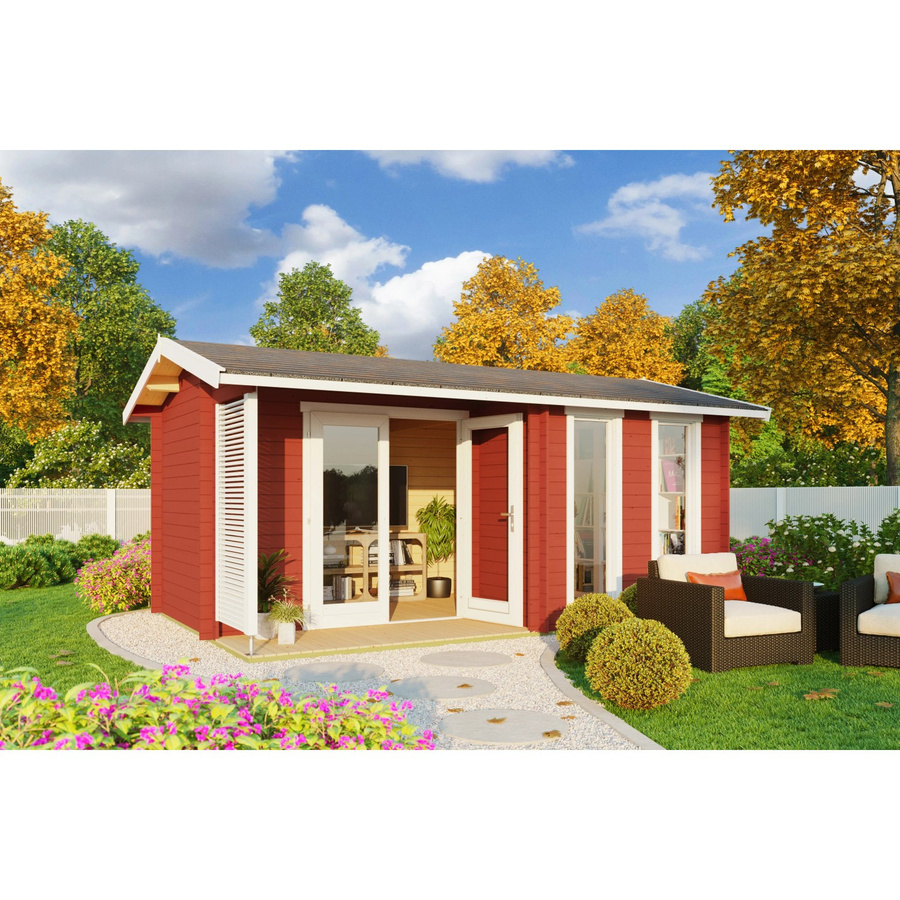 Lasita Gartenhaus Maja Riverside aus Fichtenholz in Schwedenrot mit Satteldach und Boden, B/H/T: 540 x 250,8 x 357,1 cm - Bild 2