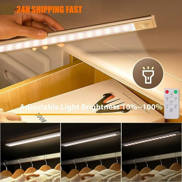 SKYSHADOW Kabellose LED-Nachtleuchte in Weiß mit Bewegungssensor und Fernbedienung, USB-aufladbar für Schrank, Küche und Schlafzimmer - Bild 1