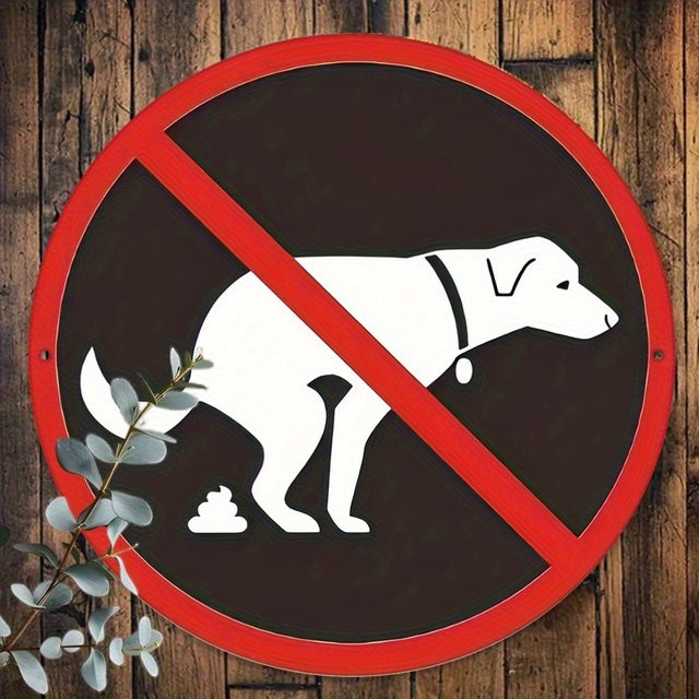 Rundes Vintage Hundekot-Schild aus Aluminium von CIFBUY in Rot, Durchmesser: 20 cm - Bild 1