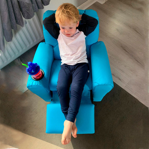 HOMCOM Kindersessel aus Kunstleder in Blau mit Liegefunktion, B/T/H: 62 x 52 x 69 cm - Bild 2