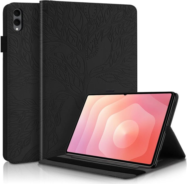 Samsung Galaxy Tab S11 Ultra Kunstleder Tasche mit Baum-Design in Schwarz - Bild 1
