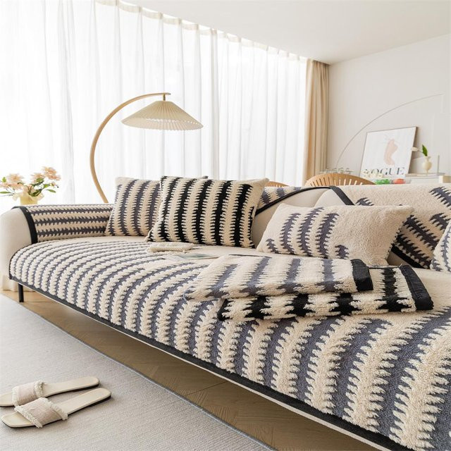 Rutschfestes Chenille Sofa Überwurf Abdecktuch für alle Jahreszeiten, Mehrfarbig, B/B/H: 70 x 70 cm - Bild 1